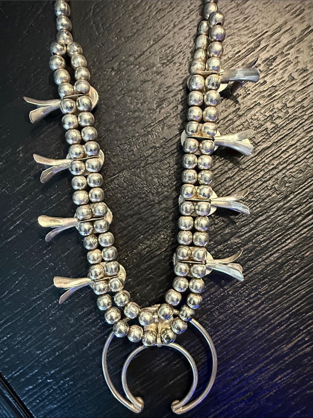 Multicolor Stone Squash Blossom Necklace - Silver Tone - Picture 3 of 3